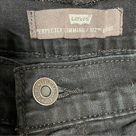 Levi’s Perfectly Slimming 512 Boot Cut Black Jeans 12 Short 28” inseam - Picture 4 of 14